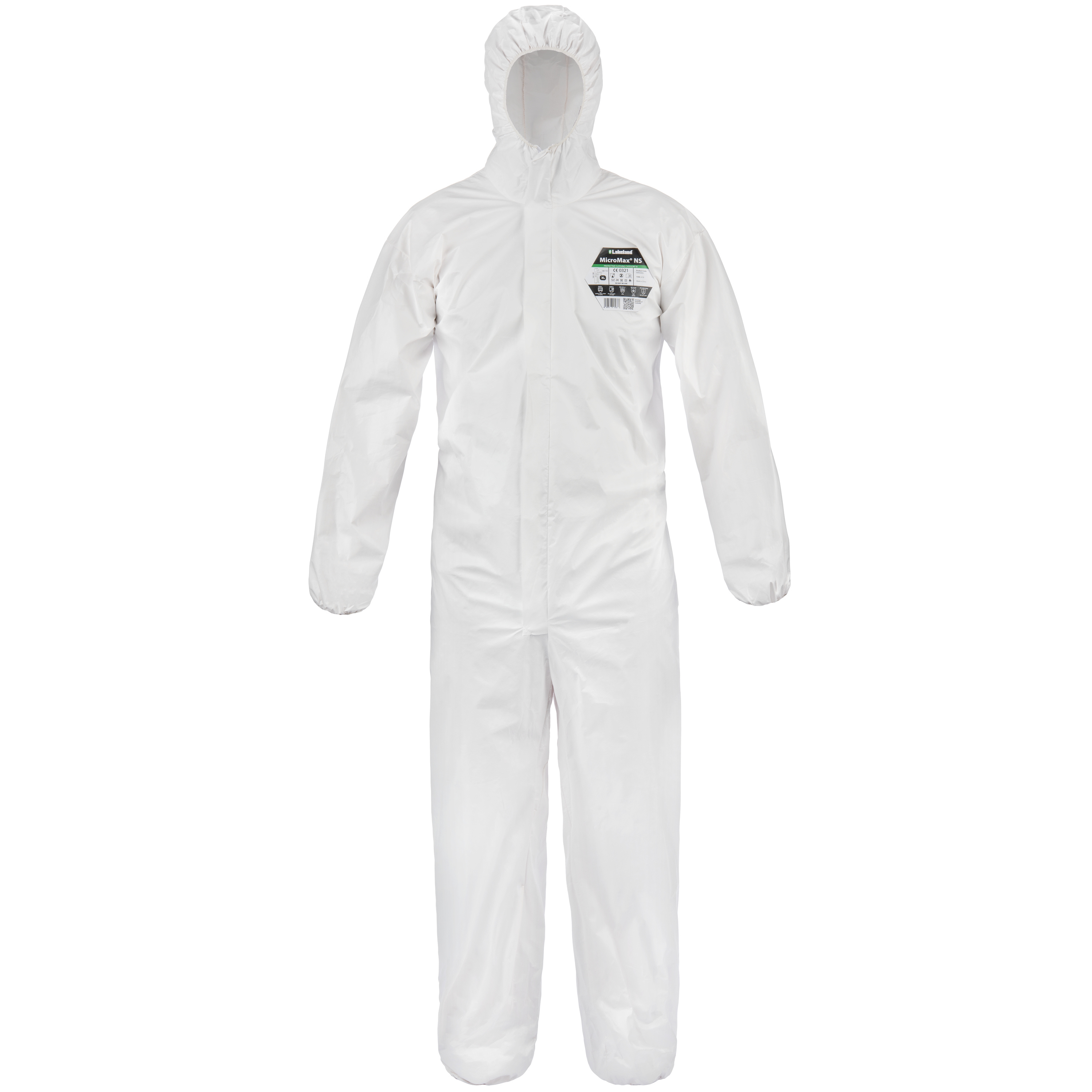 Lakeland MicroMax NS Microporous General Purpose Disposable Coverall with Boots White Case of 25 3X-Large Elastic Cuff